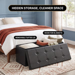 BENCH WITH STORAGE – FOLDING OTTOMAN WITH PADDED SEAT - 5