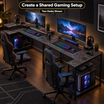 L-Shaped Gaming Desk with LED Lights & Power Outlets - 5 j