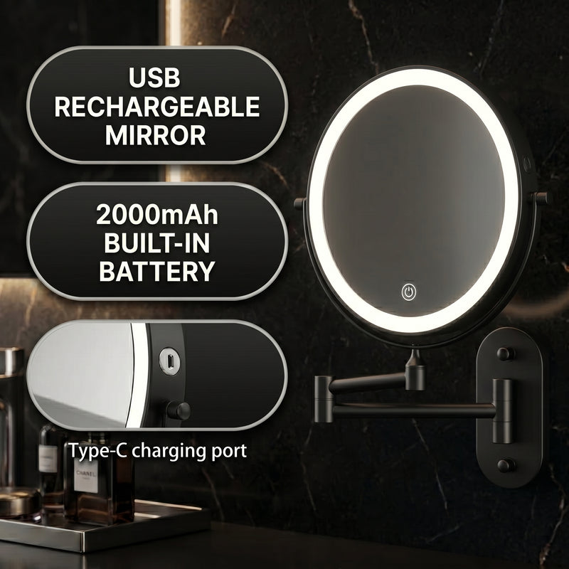 LED Lighted Magnifying Makeup Mirror – Rechargeable, Wall-Mount with Adjustable Brightness - 5 (replacement)