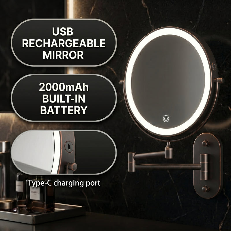 LED Lighted Magnifying Makeup Mirror – Rechargeable, Wall-Mount with Adjustable Brightness - 5 (replacement)