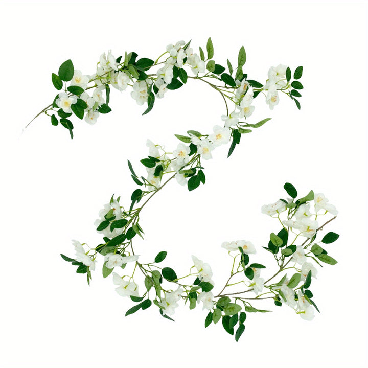 2 Pcs Artificial Cherry Blossom Flower Vine Hanging Cherry Blossom Flower Silk Garland Hanging Vines Faux Flowers For