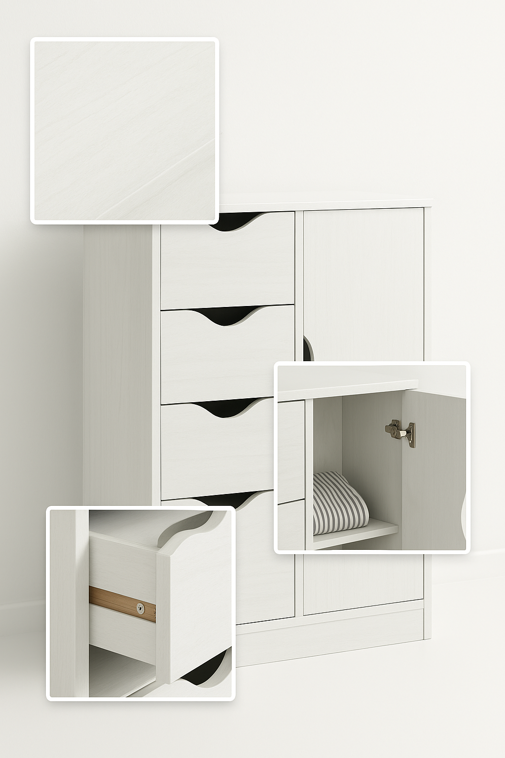 Slim 4-Drawer Modern Cabinet – Compact Organizer for Every Room | Minimalist Storage Solution | Trufairs