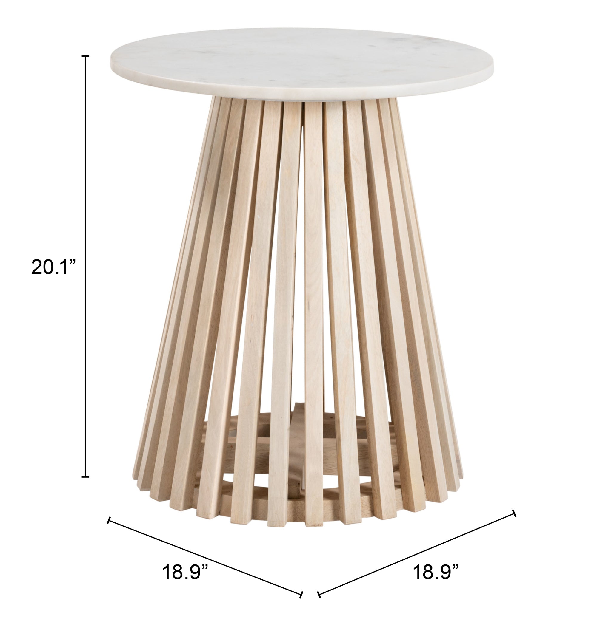 Mazara Side Table White & Natural