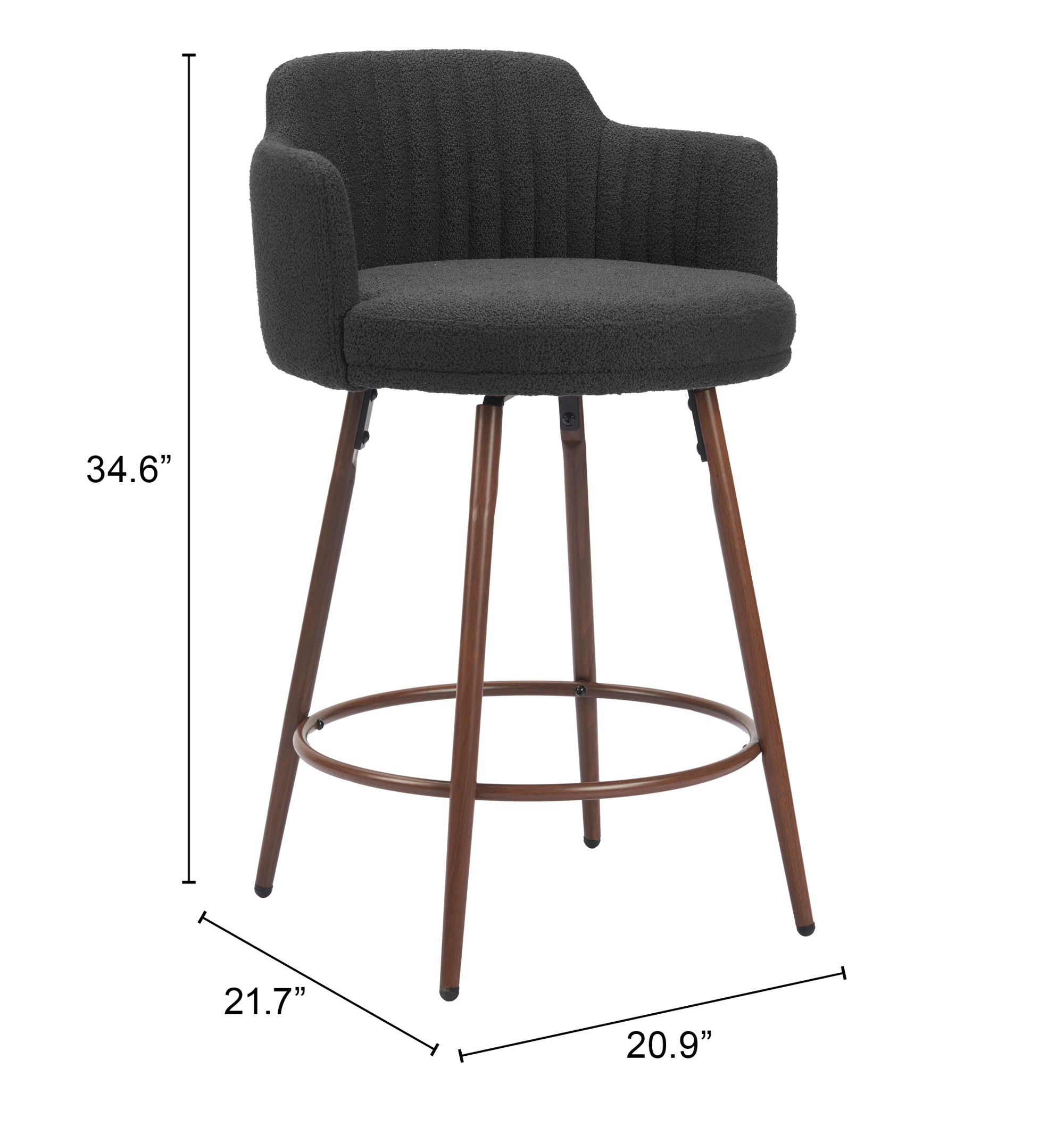 Kono Swivel Counter Stool Black & Walnut