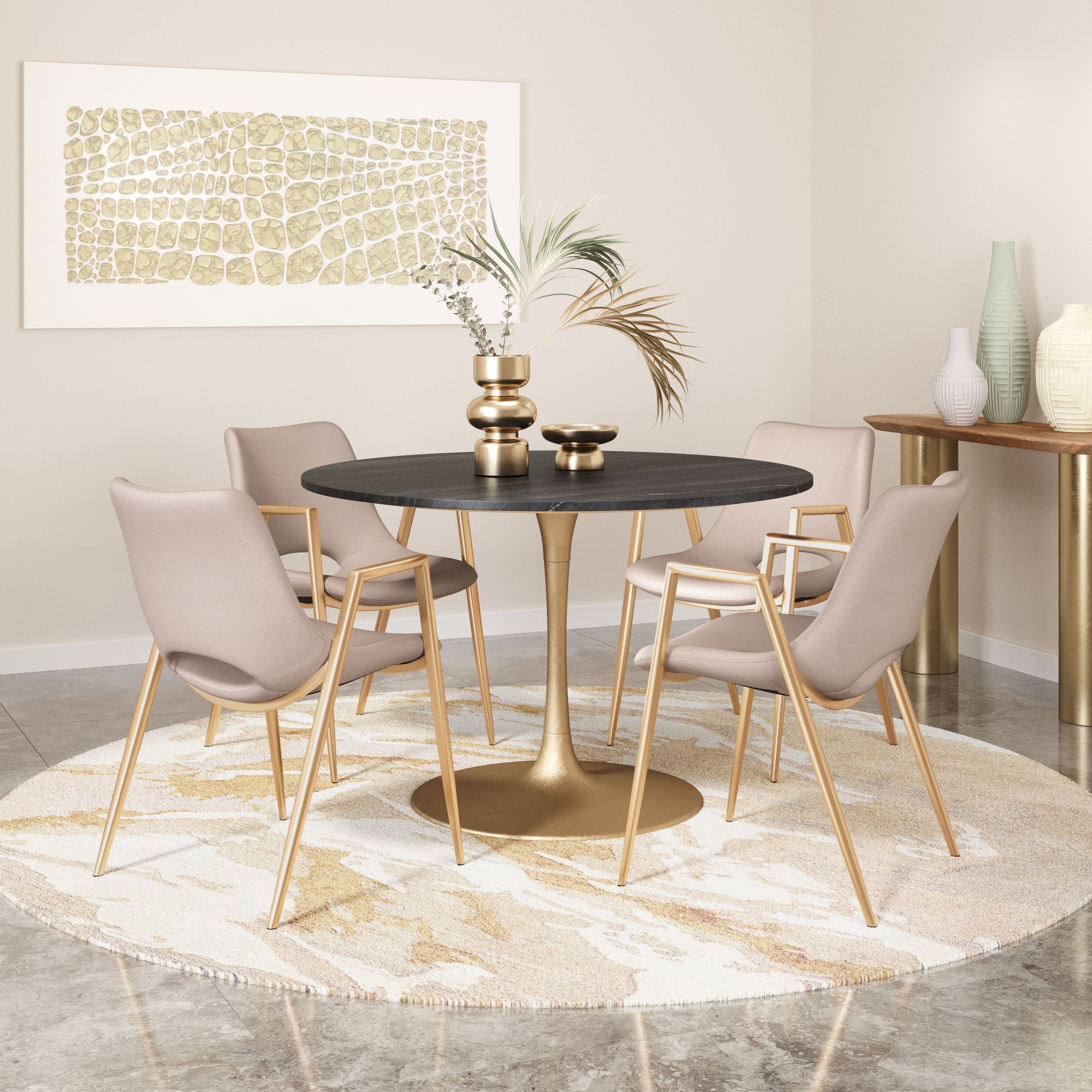 Desi Dining Chair Beige & Gold