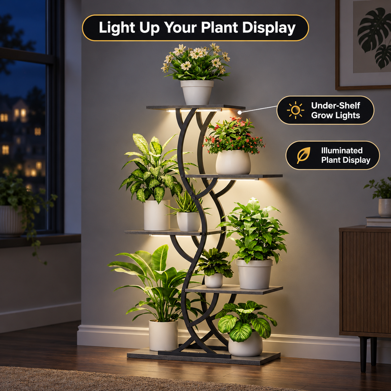 Plant Stand with Grow Lights – Indoor Plant Shelf, 4 to 9 Tiers - 5yh