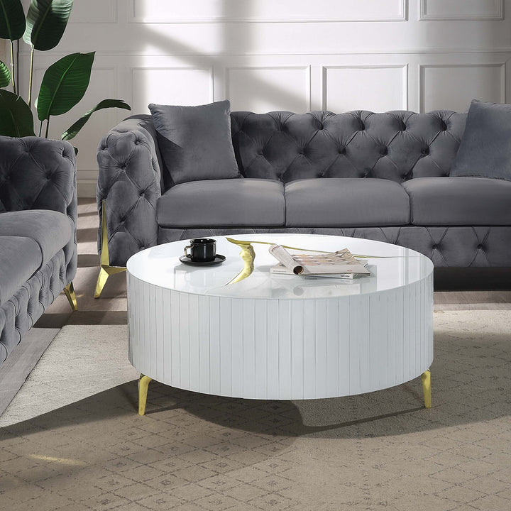 WHITE ROUND COFFEE TABLE TYPE C