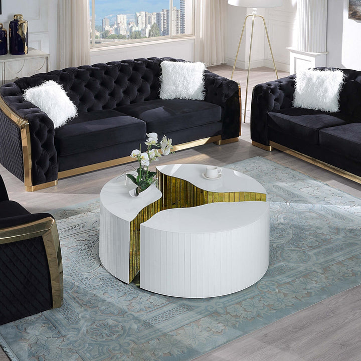 WHITE ROUND COFFEE TABLE TYPE B