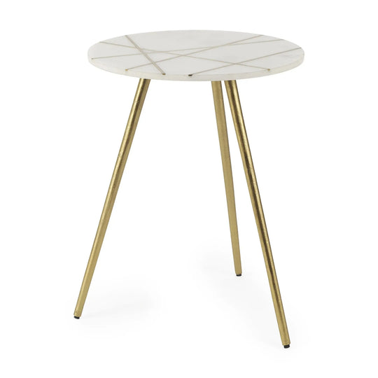 Vivienne 18.0L x 18.0W x 23.0H White Espresso W/Antique Gold Metal Round Large Accent Table