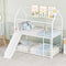 Twin Over Twin Metal Bunk Bed with Slide, House Bed Frame with Playful Design, Sturdy and Modern Structure, White