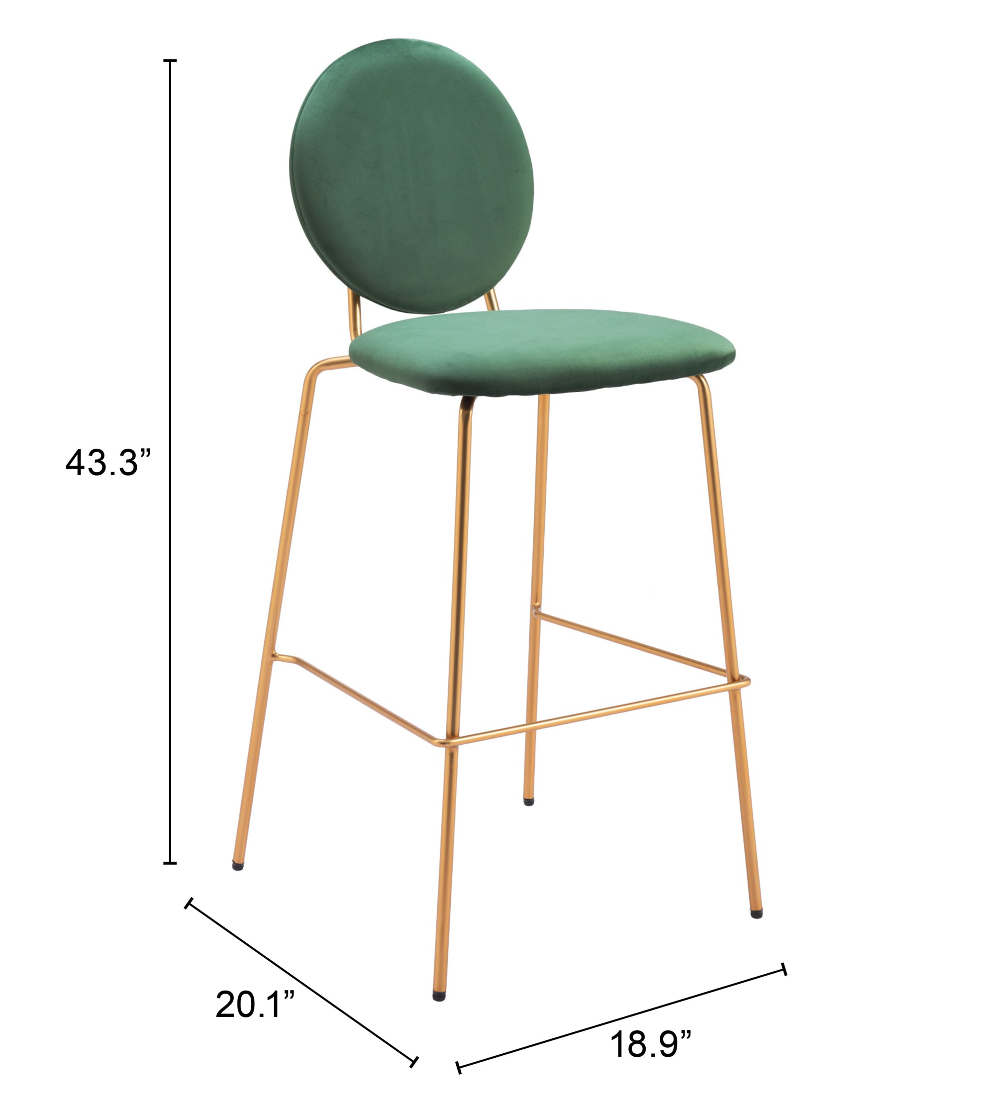 Odessa Barstool (Set of 2) Green & Gold