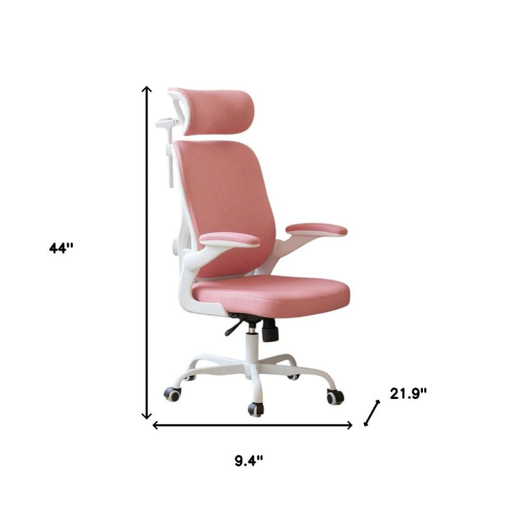 Ergonomic Office Chair Home Computer Desk Chair Adjustable Lumbar Support Flip Up Armrests Breathable Mesh Seat with Headrest Pink