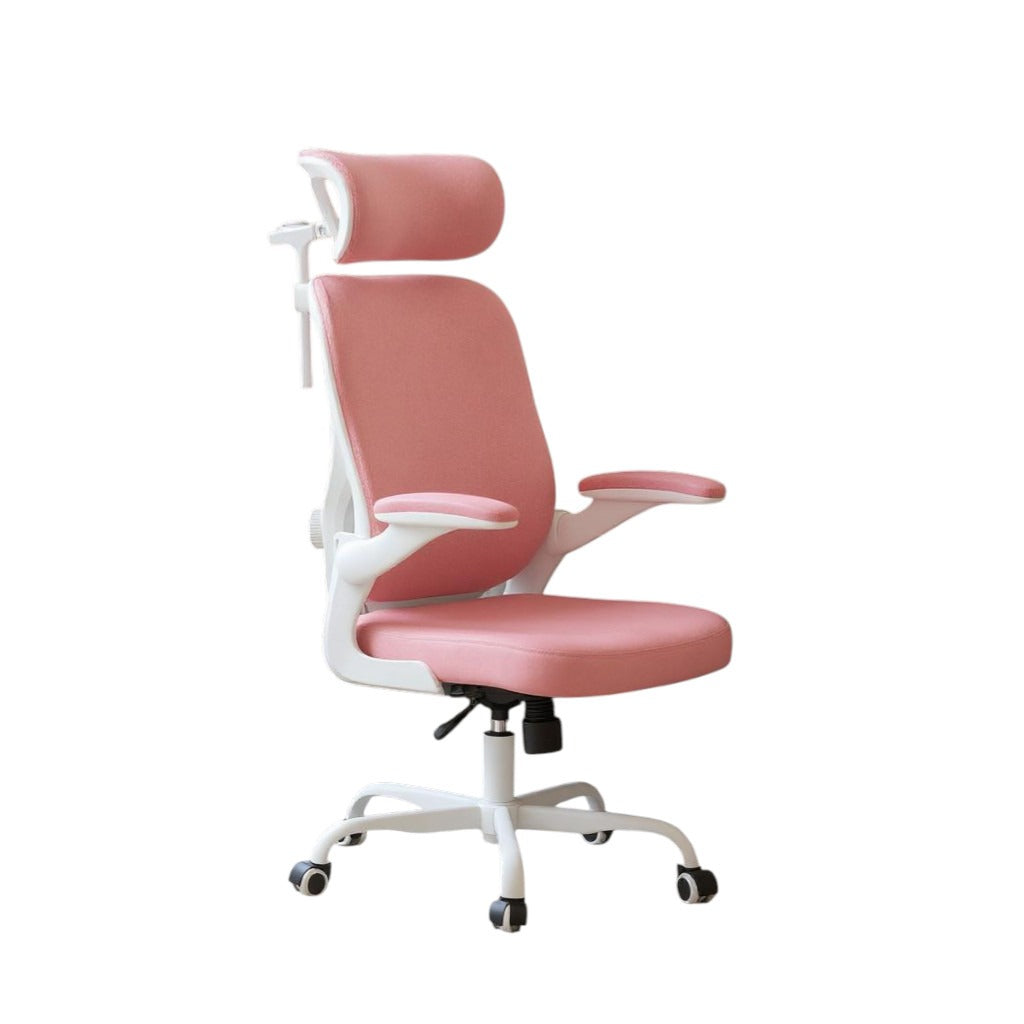 Ergonomic Office Chair Home Computer Desk Chair Adjustable Lumbar Support Flip Up Armrests Breathable Mesh Seat with Headrest Pink