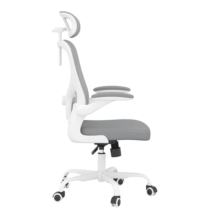 Ergonomic Office Chair Home Computer Desk Chair Adjustable Lumbar Support Flip Up Armrests Breathable Mesh Seat with Headrest Grey
