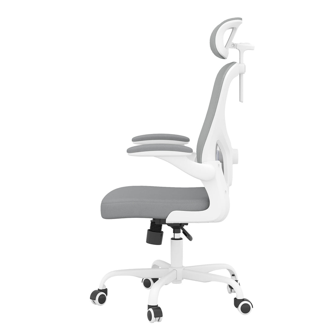Ergonomic Office Chair Home Computer Desk Chair Adjustable Lumbar Support Flip Up Armrests Breathable Mesh Seat with Headrest Grey