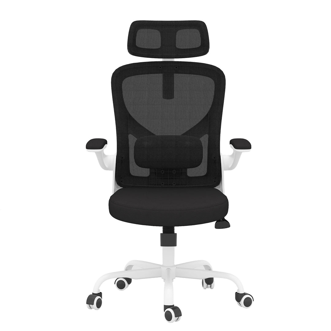 Ergonomic Office Chair Home Computer Desk Chair Adjustable Lumbar Support Flip Up Armrests Breathable Mesh Seat with Headrest Black