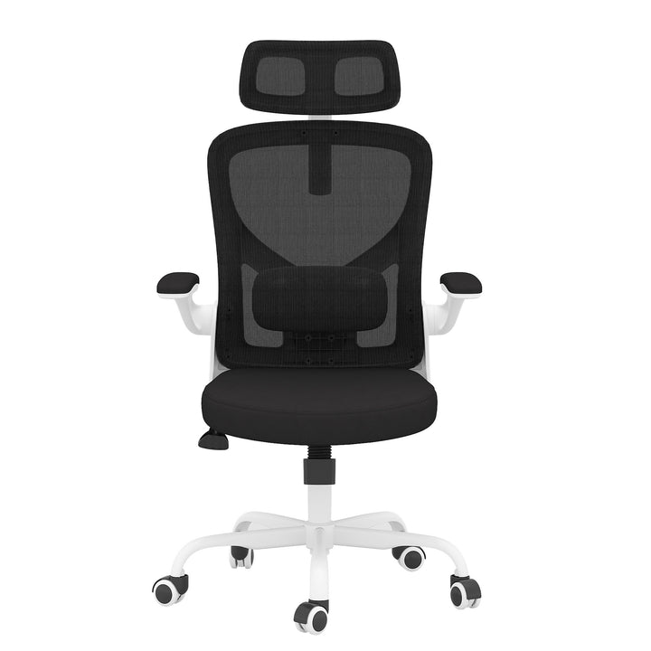 Ergonomic Office Chair Home Computer Desk Chair Adjustable Lumbar Support Flip Up Armrests Breathable Mesh Seat with Headrest Black