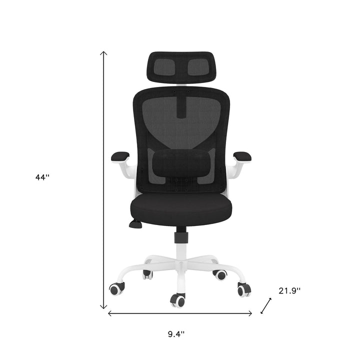 Ergonomic Office Chair Home Computer Desk Chair Adjustable Lumbar Support Flip Up Armrests Breathable Mesh Seat with Headrest Black