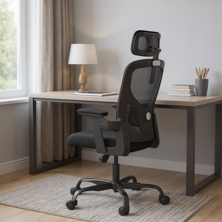 Ergonomic Office Chair Home Computer Desk Chair Adjustable Lumbar Support Flip Up Armrests Breathable Mesh Seat with Headrest Black