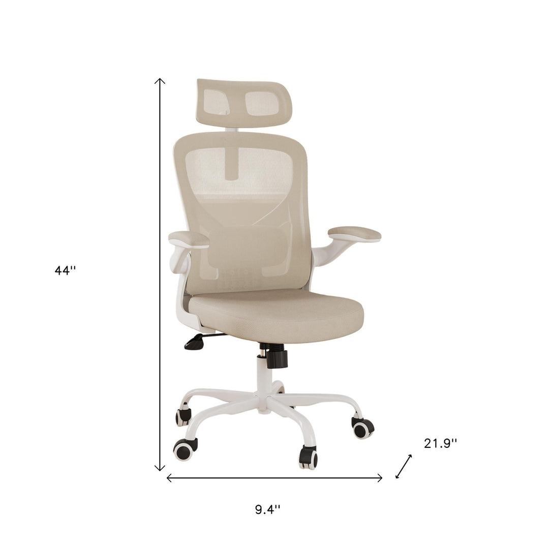 Ergonomic Office Chair Home Computer Desk Chair Adjustable Lumbar Support Flip Up Armrests Breathable Mesh Seat with Headrest Pink