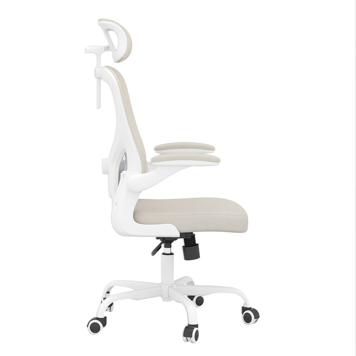 Ergonomic Office Chair Home Computer Desk Chair Adjustable Lumbar Support Flip Up Armrests Breathable Mesh Seat with Headrest Pink