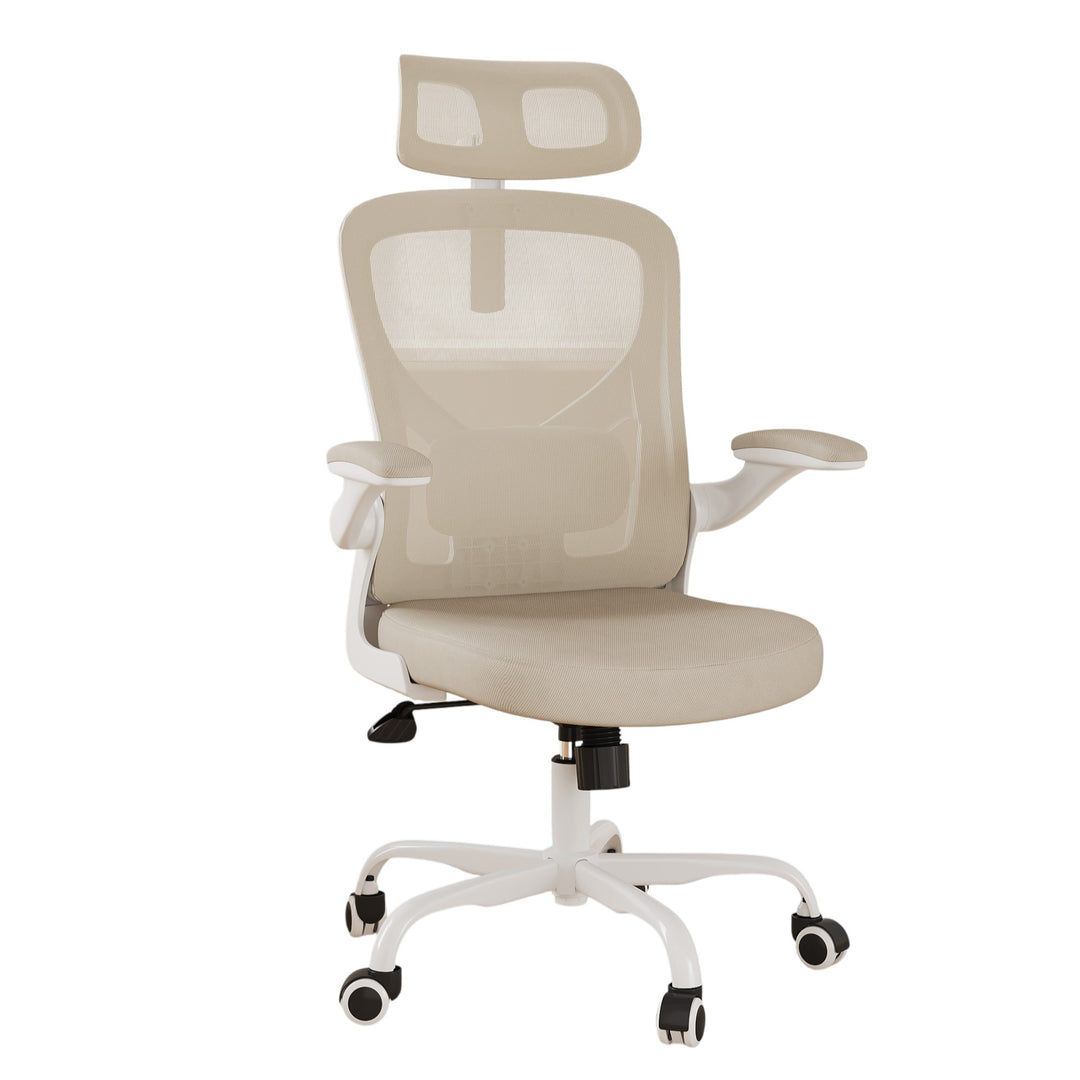 Ergonomic Office Chair Home Computer Desk Chair Adjustable Lumbar Support Flip Up Armrests Breathable Mesh Seat with Headrest Pink