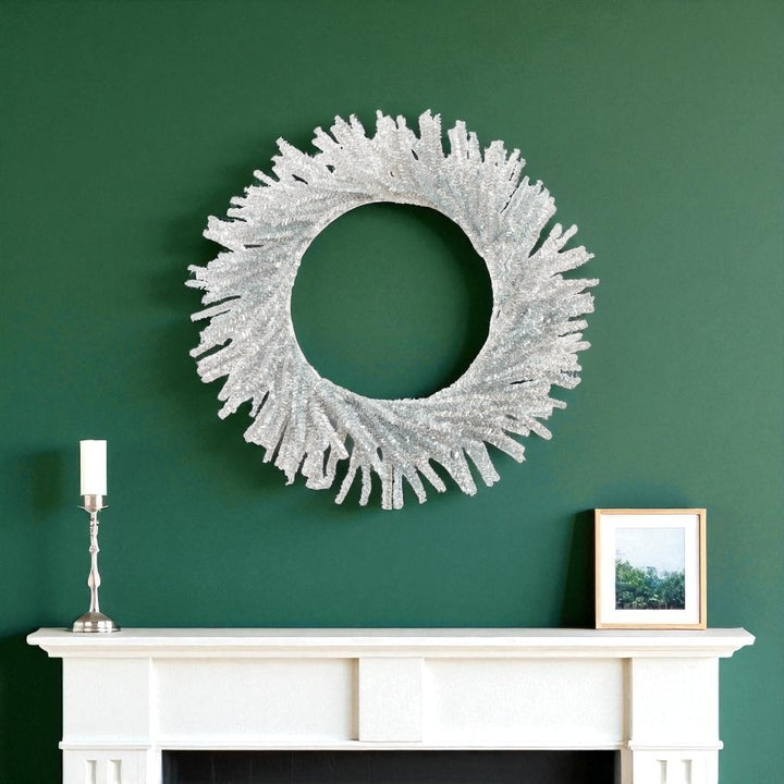 Silver Tinsel Glam Wreath – Sparkling Holiday Accent | Modern Christmas Decor | Trufairs