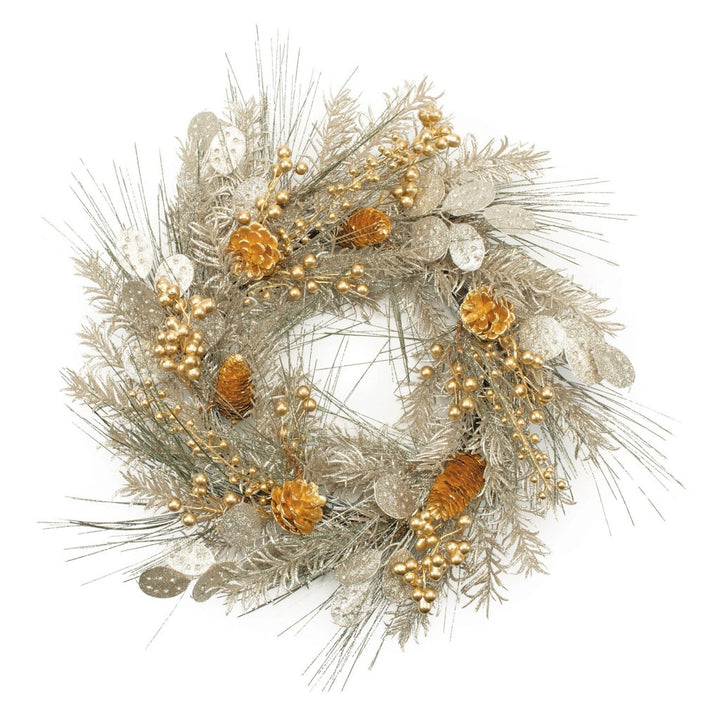 Eucalyptus Pine Glam Wreath – Mixed Metallic Holiday Accent | Christmas Decor | Trufairs