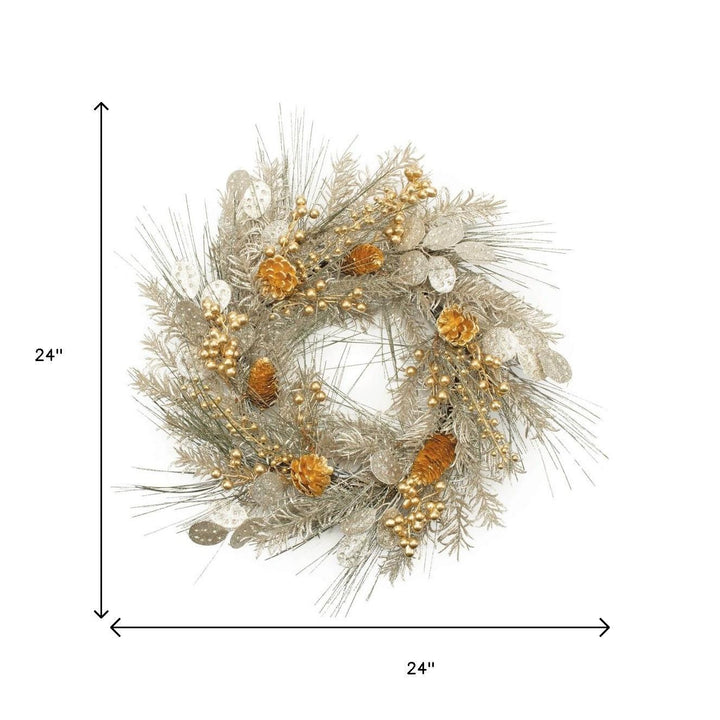 Eucalyptus Pine Glam Wreath – Mixed Metallic Holiday Accent | Christmas Decor | Trufairs