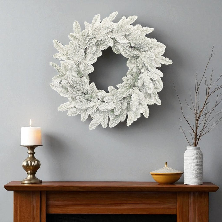 Winter Elegance Eucalyptus Wreath – Festive Flocked Charm | Artificial Holiday Decor | Trufairs