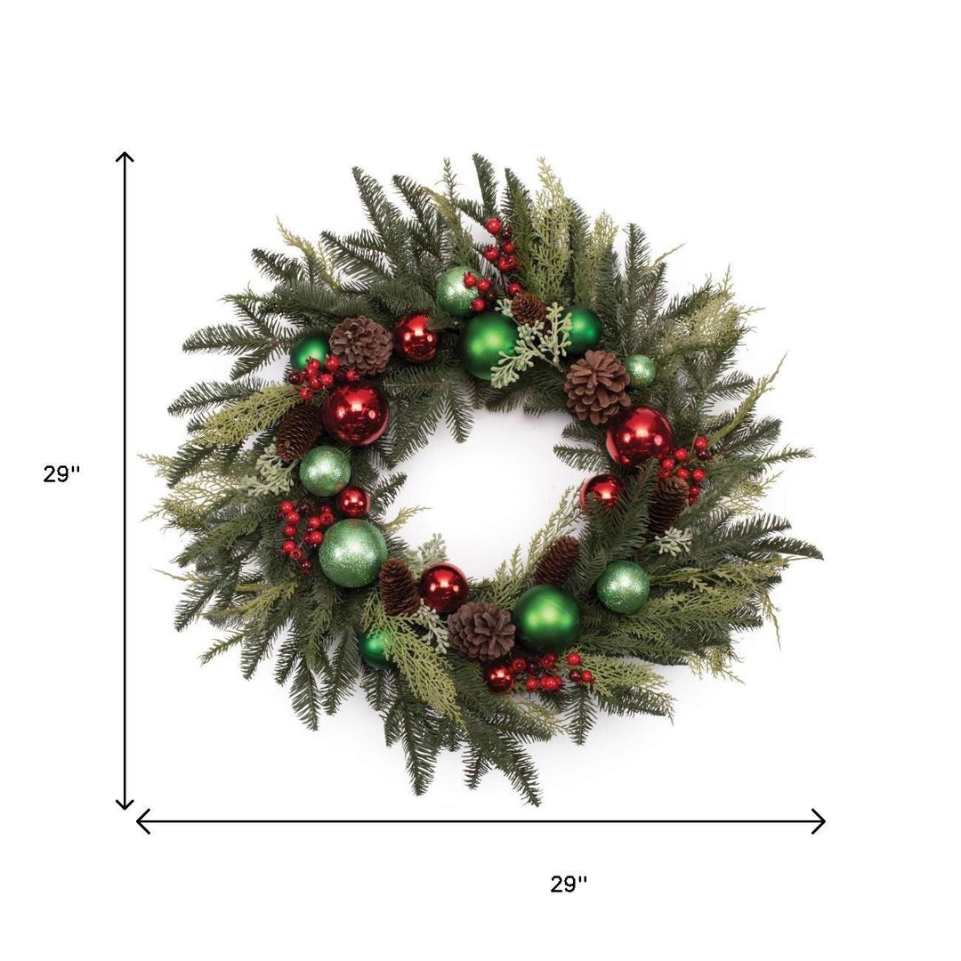 Holiday Magnolia Pine Ornament Wreath – Festive Multicolor Christmas Circle | Indoor Decor | Trufairs