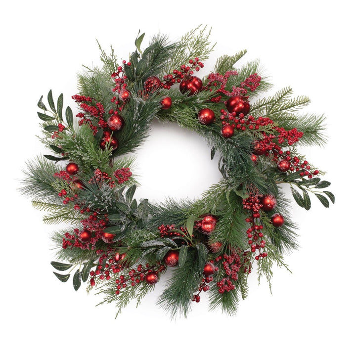 Festive Pine Berry Ornament Wreath – Lush Holiday Charm | Christmas Decor | Trufairs