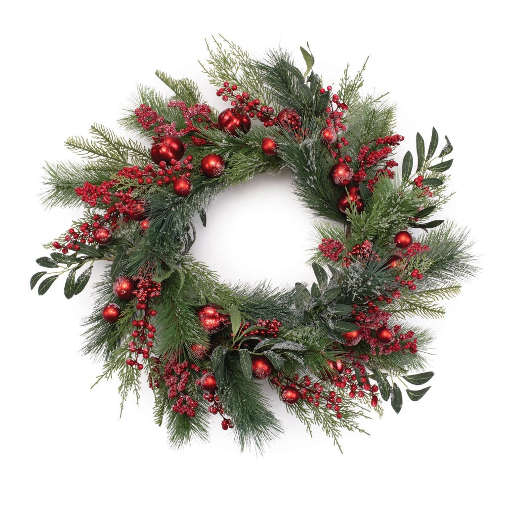 Festive Pine Berry Ornament Wreath – Lush Holiday Charm | Christmas Decor | Trufairs