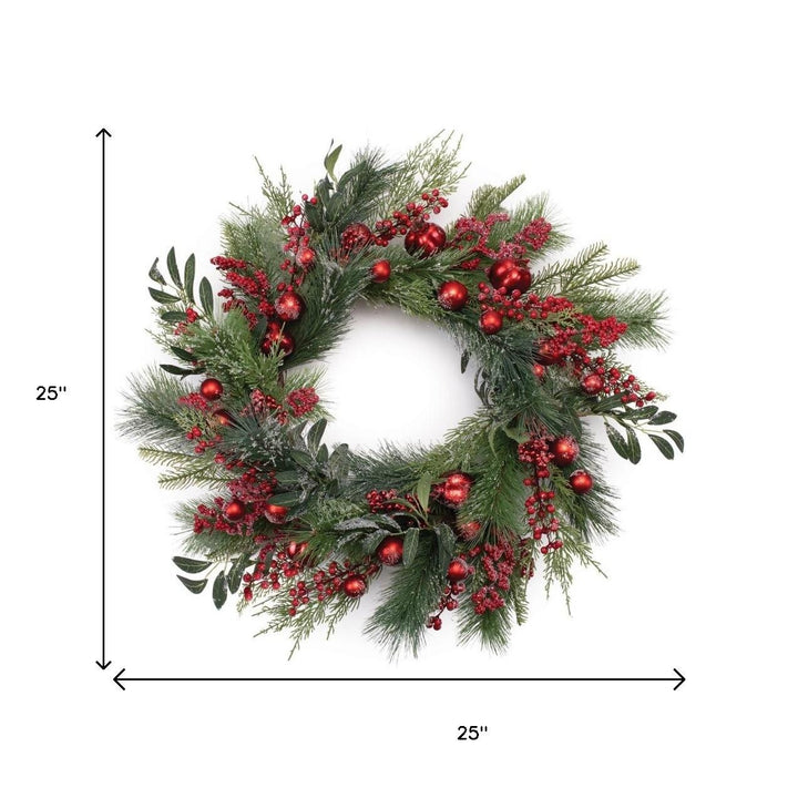 Festive Pine Berry Ornament Wreath – Lush Holiday Charm | Christmas Decor | Trufairs