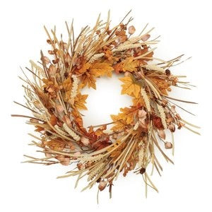 Mixed Fall Harvest Wreath – 25.5" Traditional Thanksgiving Door Decoration | Maple Leaves & Pinecones | Trufairs