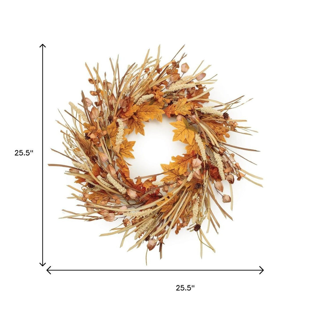 Mixed Fall Harvest Wreath – 25.5" Traditional Thanksgiving Door Decoration | Maple Leaves & Pinecones | Trufairs