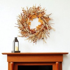 Mixed Fall Harvest Wreath – 25.5" Traditional Thanksgiving Door Decoration | Maple Leaves & Pinecones | Trufairs