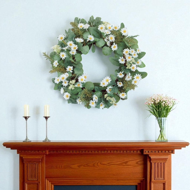 Daisy Fresh Bloom Wreath – Lively Spring Accent | Artificial Decor | Trufairs