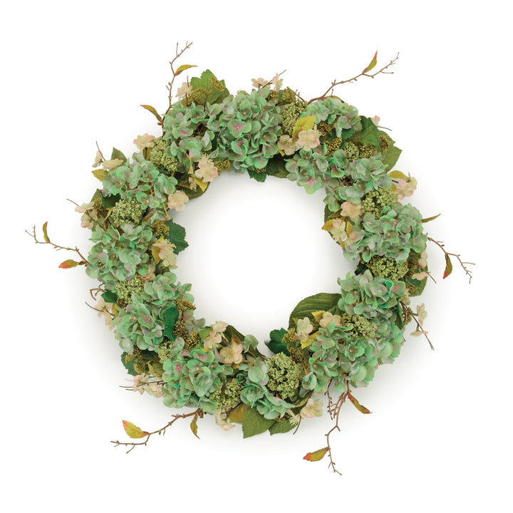 Pine Hydrangea Elegance Wreath – Classic Indoor Freshness | Artificial Circle Decor | Trufairs