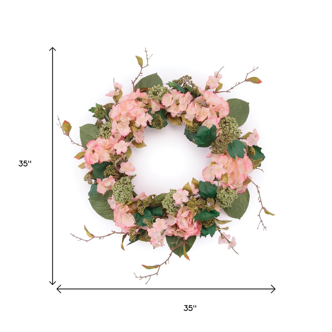 Spring Hydrangea Seedum Wreath – Lush Seasonal Elegance | Indoor Floral Decor | Trufairs
