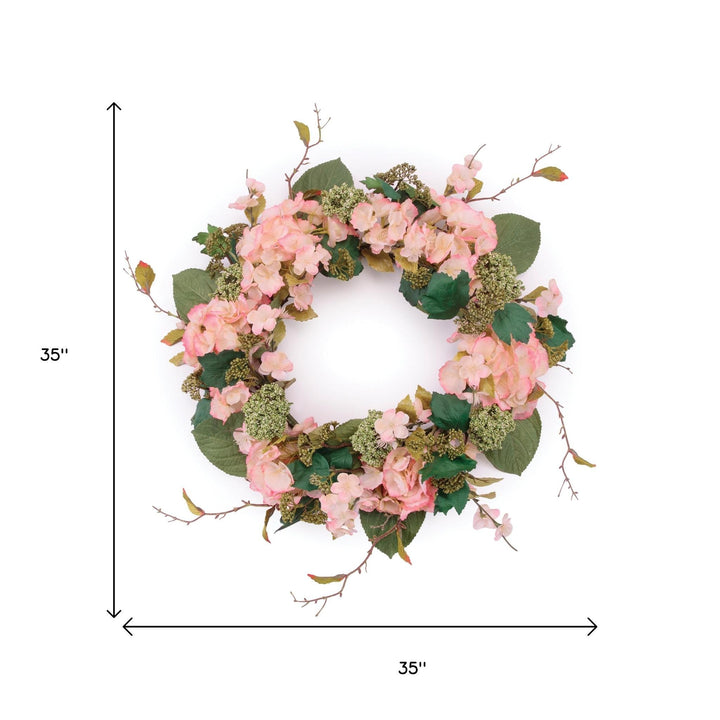 Spring Hydrangea Seedum Wreath – Lush Seasonal Elegance | Indoor Floral Decor | Trufairs