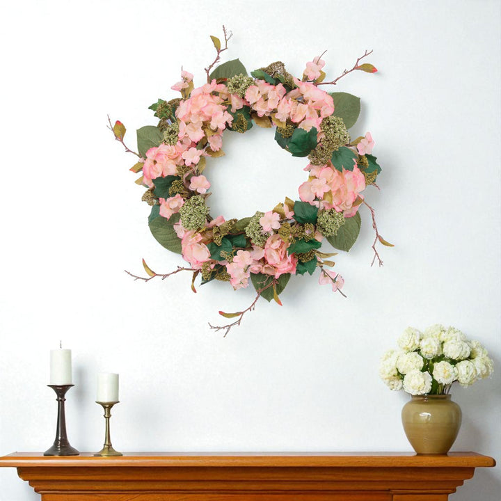 Spring Hydrangea Seedum Wreath – Lush Seasonal Elegance | Indoor Floral Decor | Trufairs