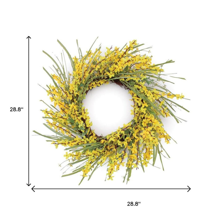 Spring Forsythia Hydrangea Wreath – Vibrant Seasonal Bloom | Indoor Floral Decor | Trufairs