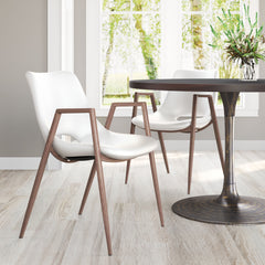 Desi Dining Chair White & Walnut