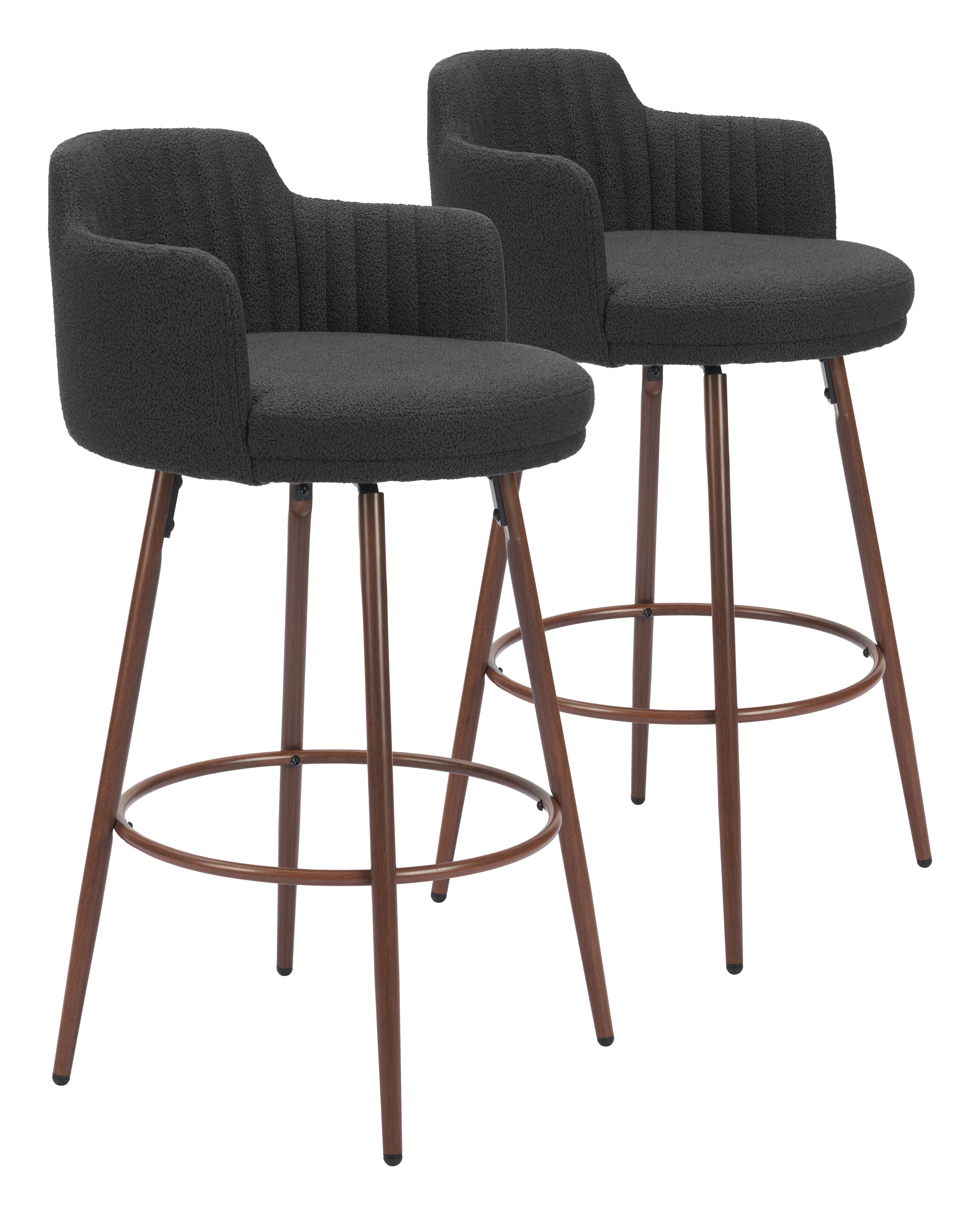 Kono Swivel Barstool Black & Walnut