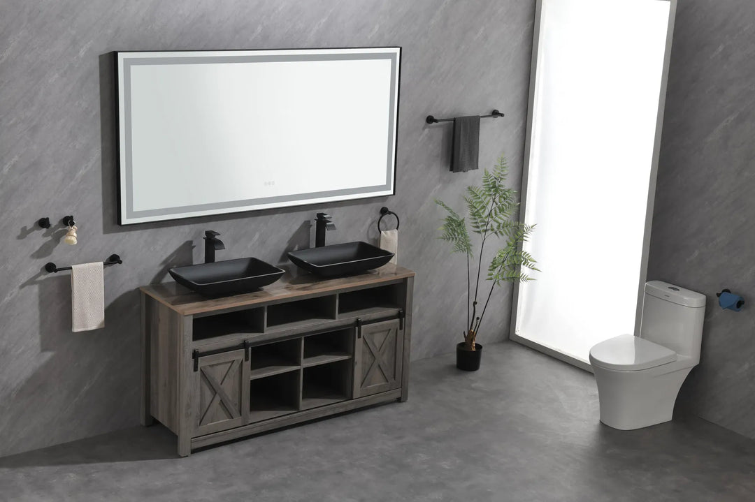 (ONLY FOR PICKUP) 72 in. W x 36 in. H Black Framed LED Single Bathroom Vanity Mirror in Polished Crystal Bathroom Vanity LED Mirror with 3 Color Lights Mirror for Bathroom Wall
