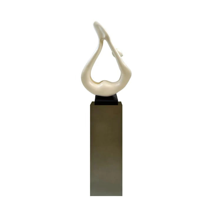 Yoga White Sculpture -Exclusive Yoga White Sculpture with Gray Base - Premium 59" Floor Art collection   Gray Base