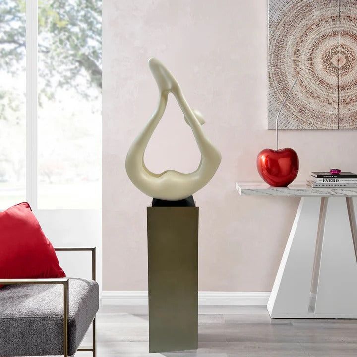 Yoga White Sculpture -Exclusive Yoga White Sculpture with Gray Base - Premium 59" Floor Art collection   Gray Base