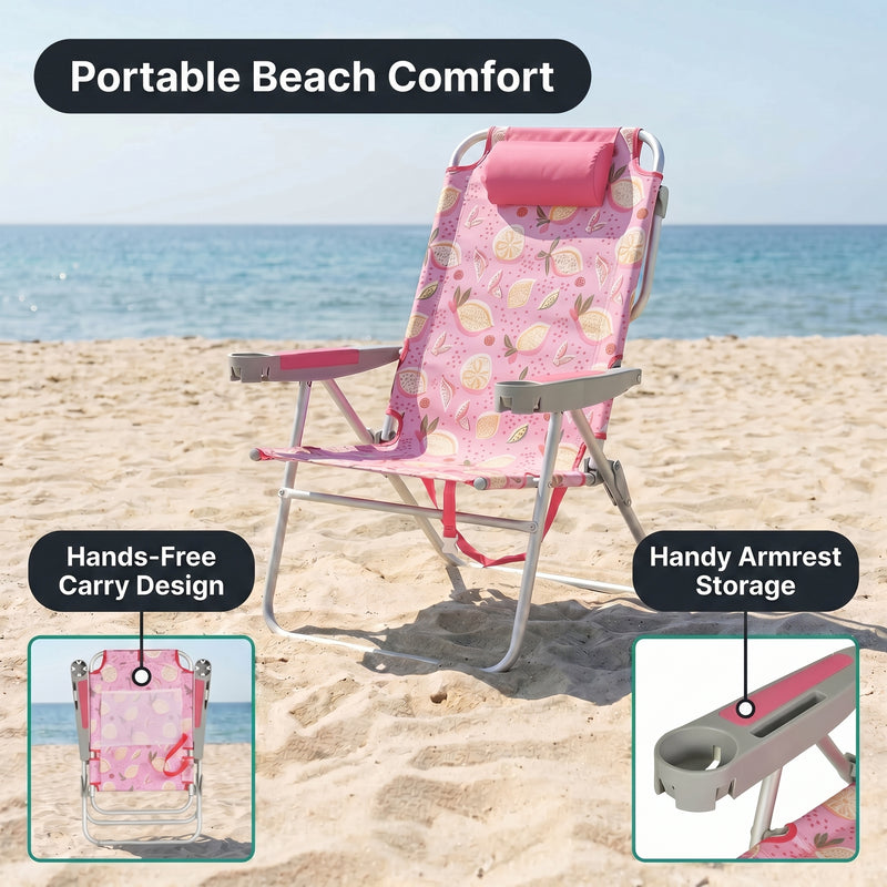 17" Big & Tall Oversized Beach Chairs 2-Pack – Heavy Duty Folding Outdoor Seating - 6