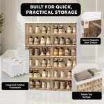 Foldable Shoe Cabinet with Doors – Slim Entryway Shoe Storage Organizer - 6